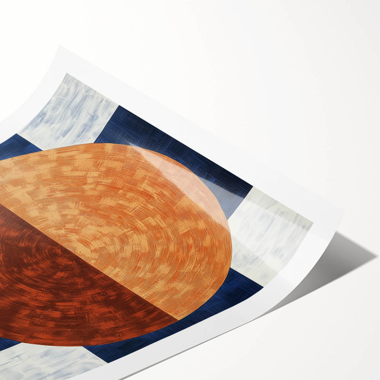 Abstract geometric rolled print showcasing vibrant colors and intricate patterns, presented in a protective cardboard tube, ideal for modern home decor.