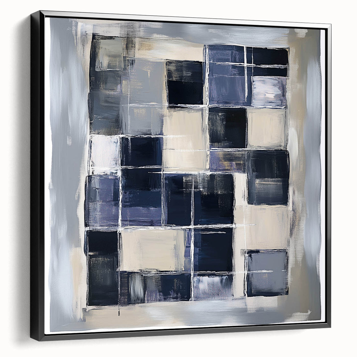 Minimalist Abstract Wall Art – Grid Silence in Muted Gray Tones