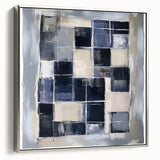 Minimalist Abstract Wall Art – Grid Silence in Muted Gray Tones