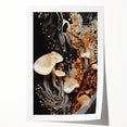 Extra large rolled canvas print featuring close-up of natural elements in muted earth tones, ideal for dining room wall art.
