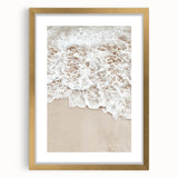 Extra large abstract art print with textured swirls in gold and white, framed, ideal for living room decor.