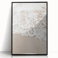 Large abstract wall art featuring swirling blue and white patterns on a black acrylic print.