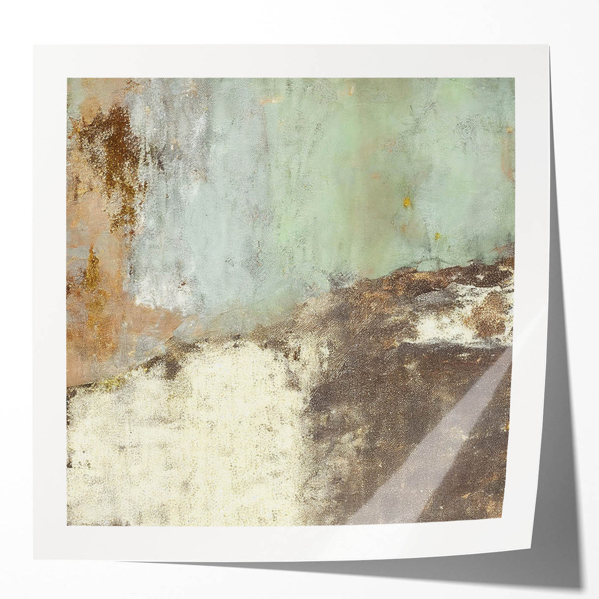 Abstract wall art print featuring dynamic strokes in vibrant colors, displayed in a glossy finish, perfect for modern home decor enhancement. Ideal for contemporary art lovers seeking unique, eye-catching pieces.