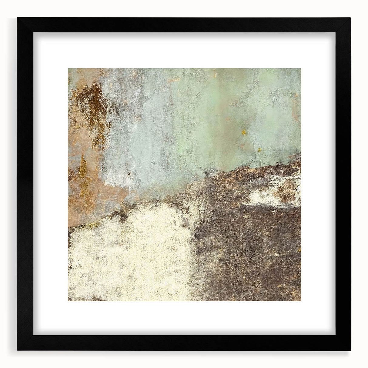 Abstract strokes wall art framed in black with a white mat, showcasing vibrant colors and fluid shapes, perfect for modern home décor and artistic expression.