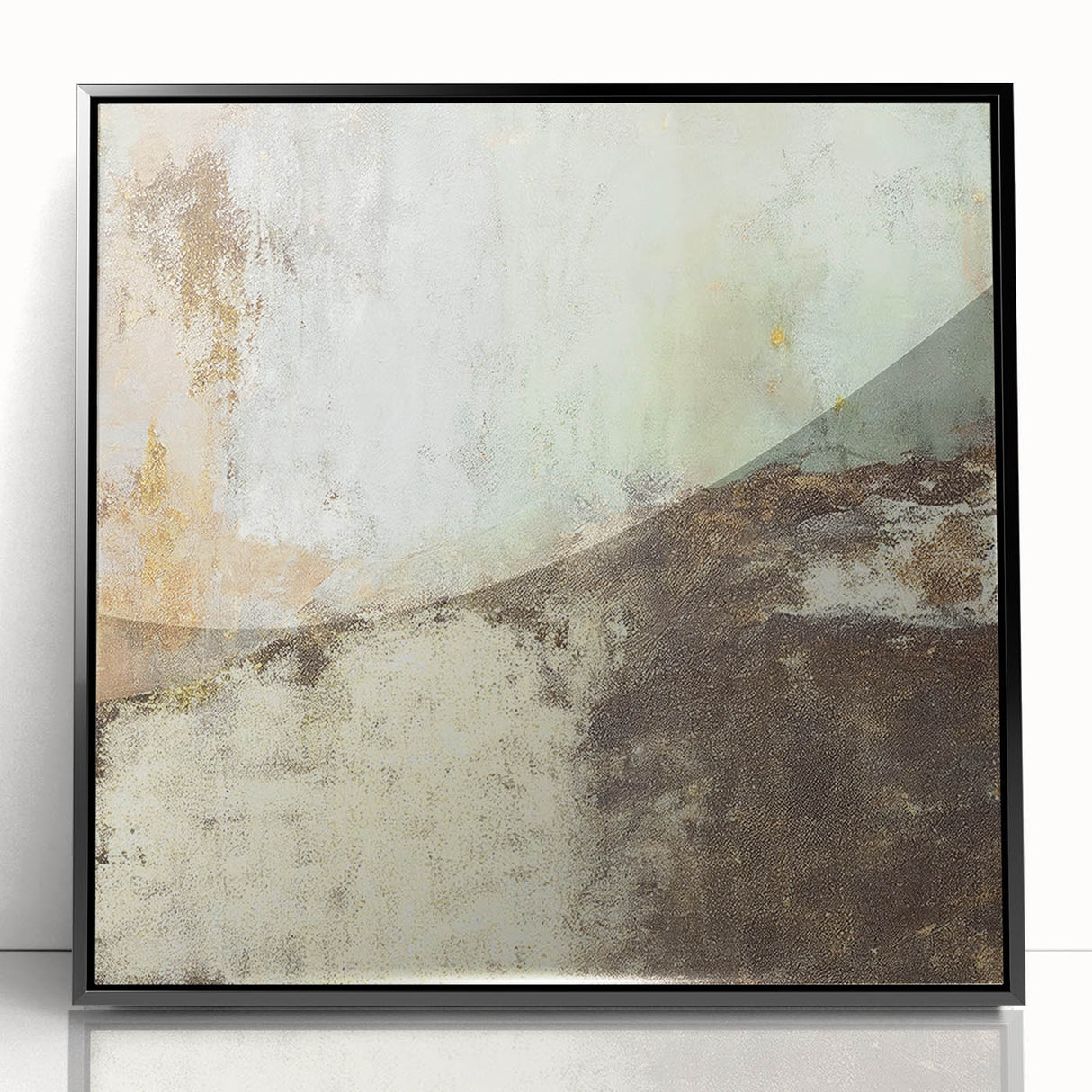 Framed abstract wall art featuring vibrant black and colorful strokes, elegantly displayed against a neutral background, ideal for modern home decor.