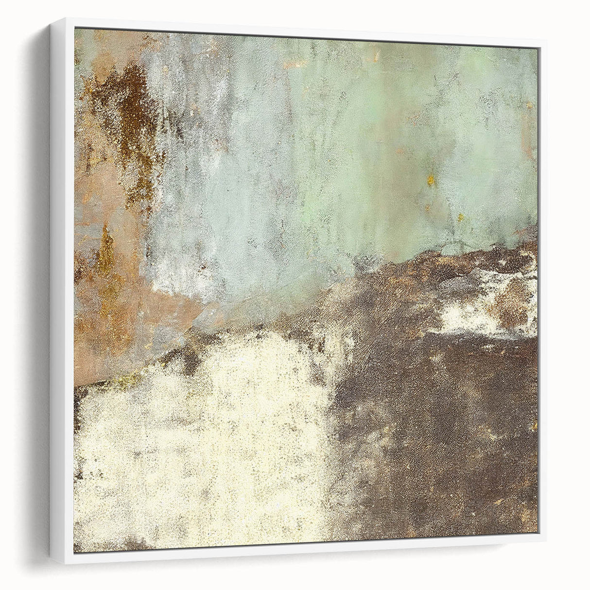 Framed abstract strokes wall art in a modern white frame, showcasing vibrant colors and fluid designs, perfect for enhancing contemporary home decor.