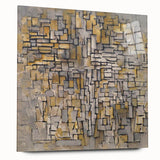 Modern Wall Art – Abstract Composition in Gold and Gray
