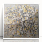 Modern Wall Art – Abstract Composition in Gold and Gray