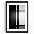 Abstract strokes wall art featuring dynamic black and white designs, framed with a mat for an elegant presentation, perfect for modern home decor.