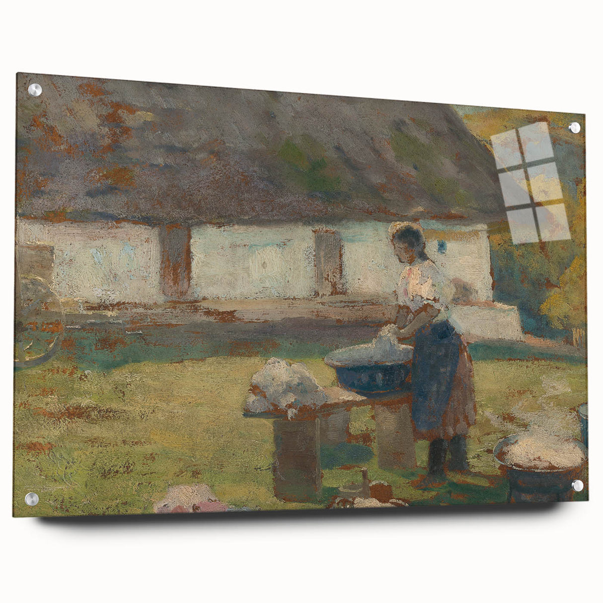 Washing Scene by Lajos Csordák - Rustic Impressionist Art