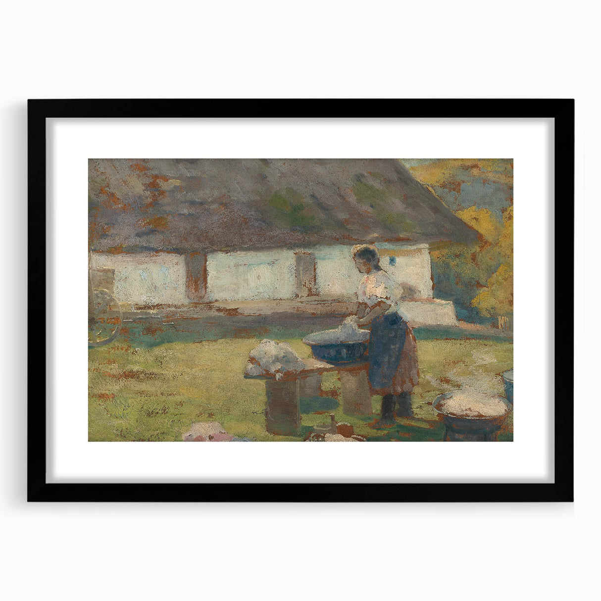 Washing Scene by Lajos Csordák - Rustic Impressionist Art
