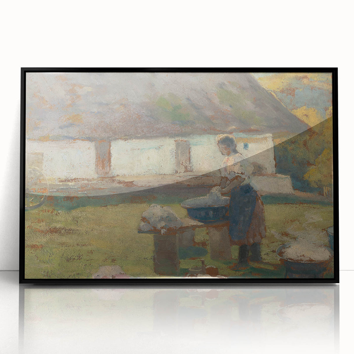 Washing Scene by Lajos Csordák - Rustic Impressionist Art