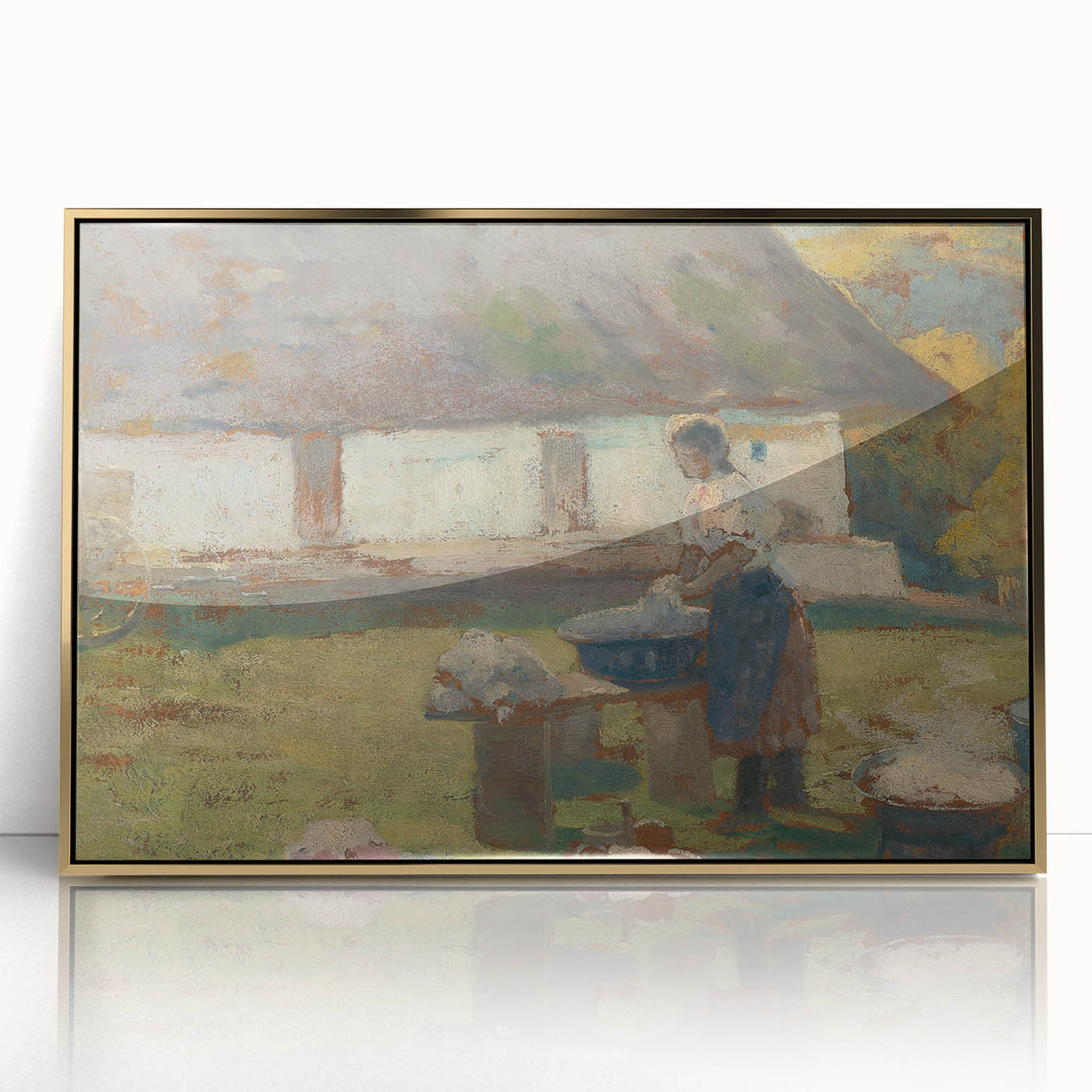 Washing Scene by Lajos Csordák - Rustic Impressionist Art