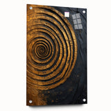 Abstract strokes wall art displayed in a sleek acrylic frame, showcasing vibrant colors and dynamic patterns, ideal for modern home decor. Side view highlights pin details for secure mounting.