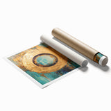 Abstract wall art print featuring vibrant strokes in shades of blue, pink, and gold, showcasing a modern artistic design ideal for contemporary home decor.