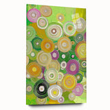 Abstract acrylic artwork featuring vibrant multicolored strokes on glass, showcasing a modern side view design ideal for contemporary home decor.