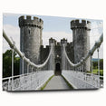 Acrylic glass artwork showcasing a vibrant landscape featuring majestic castles, viewed from the side with decorative pins, perfect for enhancing home decor.