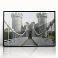 Framed acrylic artwork depicting a stunning landscape with a castle, set against a vibrant sky, showcasing intricate details and rich colors perfect for home decor.
