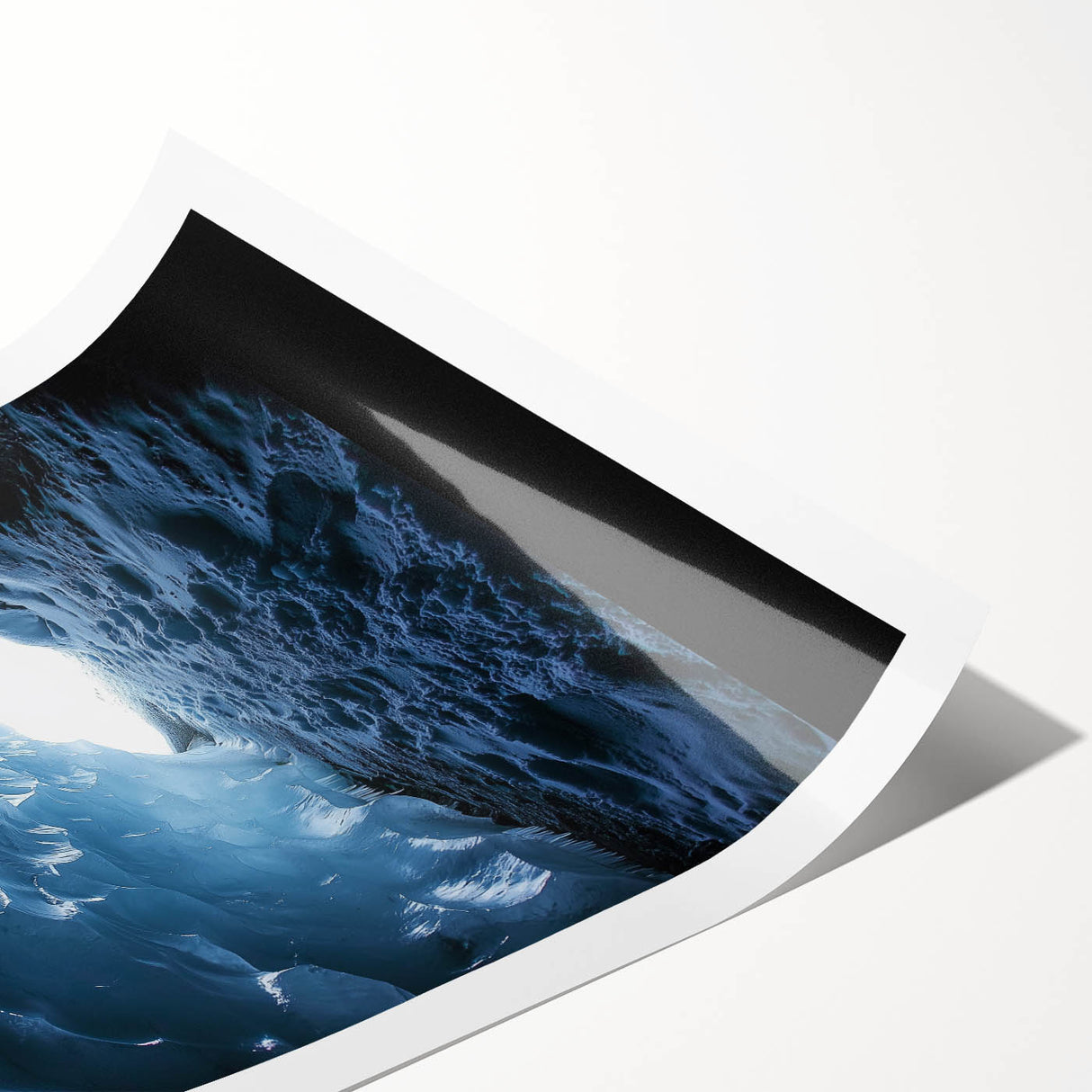 Vibrant rolled print showcasing a stunning abstract landscape with cave formations, featuring rich earthy tones and intricate details, perfect for home decor.