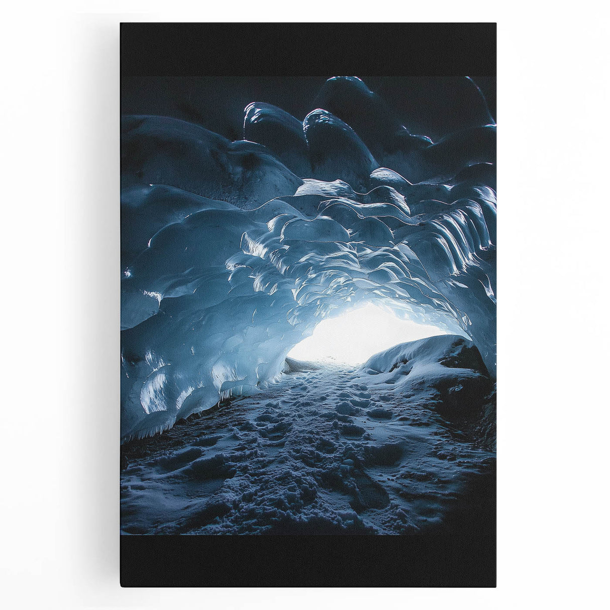 Stretched canvas artwork depicting a stunning landscape with intricate cave formations, showcasing vibrant colors and textures, ideal for home decor or art enthusiasts.