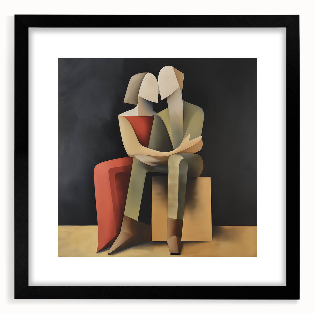 Framed Bedroom Art – Romantic Abstract Couple Canvas Wall Decor