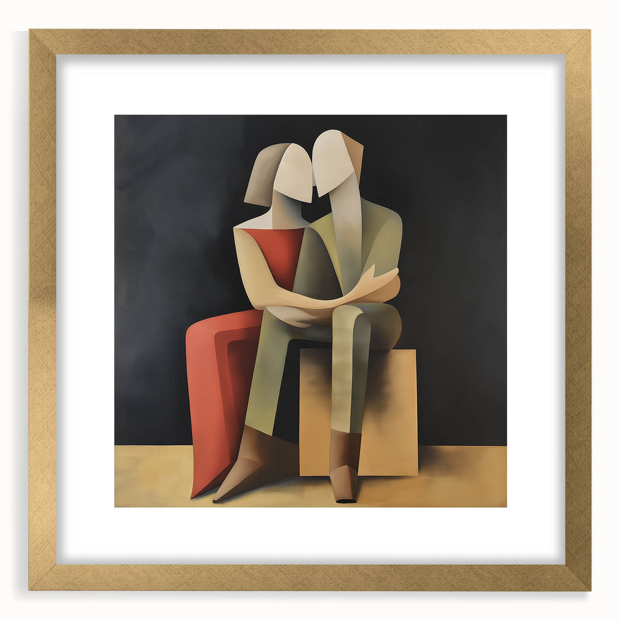 Framed Bedroom Art – Romantic Abstract Couple Canvas Wall Decor