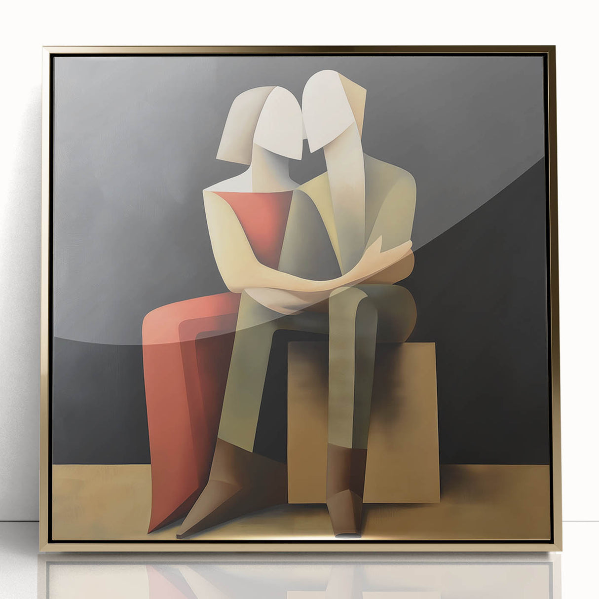 Framed Bedroom Art – Romantic Abstract Couple Canvas Wall Decor