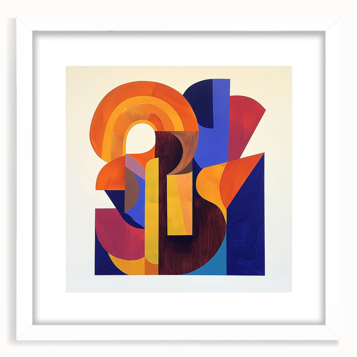 Abstract geometric frame with a white mat, showcasing a modern design, perfect for enhancing contemporary home decor. Ideal for art enthusiasts and interior designers.