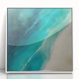 Colorful Abstract Wall Art – Coastal Drift in Turquoise & Sand