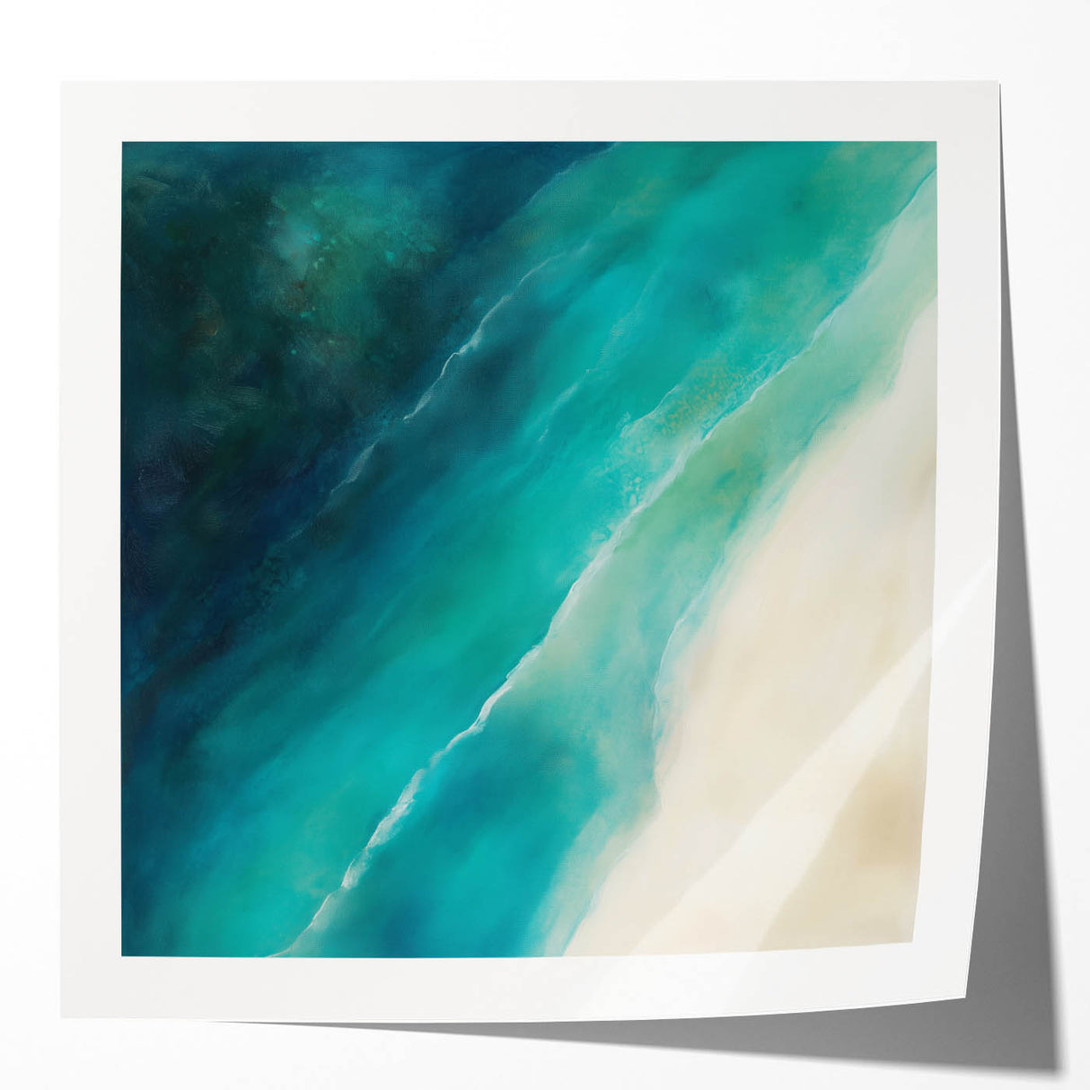 Colorful Abstract Wall Art – Coastal Drift in Turquoise & Sand