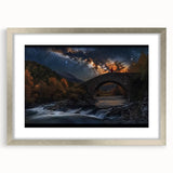 Landscape bridge frame with a silver mat, showcasing a modern design ideal for home decor, enhancing any space with elegance and sophistication.