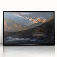 Framed acrylic artwork showcasing a vibrant landscape bridge design in black, highlighting intricate details and modern aesthetics, perfect for home decor.