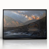 Framed acrylic artwork showcasing a vibrant landscape bridge design in black, highlighting intricate details and modern aesthetics, perfect for home decor.