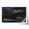 Rolled landscape bridge print showcasing intricate details of a serene natural scene, featuring vibrant colors and textures, packaged securely in a durable cardboard tube for safe delivery.