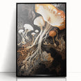 Large abstract wall art featuring swirling black and white patterns on a framed acrylic, suitable for modern art wall decor.