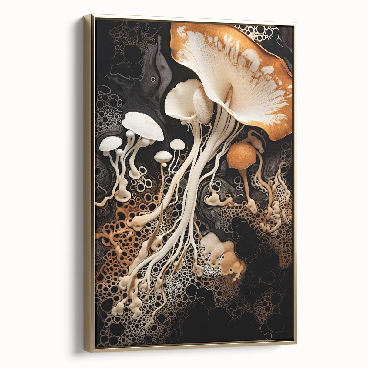 Vintage poster art featuring a landscape painting with muted earth tones on a framed canvas, suitable for bedroom decor.