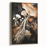 Vintage poster art featuring a landscape painting with muted earth tones on a framed canvas, suitable for bedroom decor.
