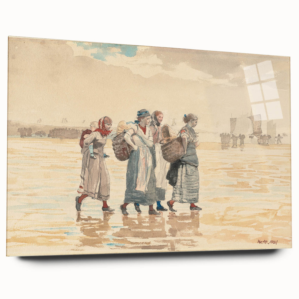 Four Fishwives on the Beach Realism Art Print - Winslow Homer Coastal Scene