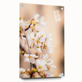 Large abstract wall art depicting spring, with vibrant green and yellow tones on acrylic glass.