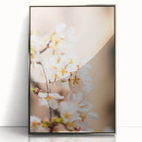 Mid-century modernist art depicting spring with pastel hues on a framed acrylic, ideal for nursery wall decor.