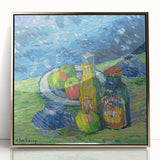 Modern Wall Art – Vibrant Still Life with Bottles and Fruit