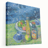 Modern Wall Art – Vibrant Still Life with Bottles and Fruit