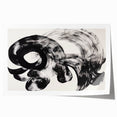 Abstract canvas print showcasing vibrant, flowing strokes in shades of blue, orange, and green, ideal for modern home decor. Rolled and securely packaged for easy transport and display.
