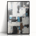 Framed acrylic artwork displaying dynamic abstract strokes in various shades of black and gray, perfect for modern home decor and artistic interiors.