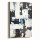 Framed canvas artwork showcasing abstract gold strokes on a textured background, highlighting a modern artistic flair. Ideal for contemporary home decor.