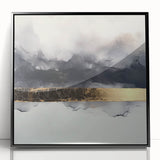 Framed acrylic artwork showcasing abstract strokes in varying shades of black and grey, adding a modern touch to home decor. Perfect for contemporary interiors.