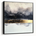 Framed canvas artwork displaying abstract strokes in black and white, highlighting modern design aesthetics. Ideal for contemporary home decor or office spaces.