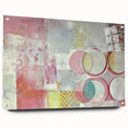 Abstract acrylic glass artwork showcasing vibrant strokes in a side view, featuring polished edges and pin mounting, ideal for modern decor and gallery display.