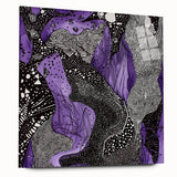 Abstract acrylic glass artwork showcasing vibrant strokes in a dynamic arrangement. The piece features a side view, highlighting its glossy finish and modern aesthetic, perfect for contemporary decor.