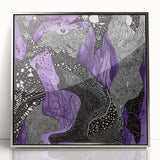 Framed acrylic artwork showcasing abstract silver strokes on a textured surface, ideal for modern decor. Perfect for stylish home or office enhancement.